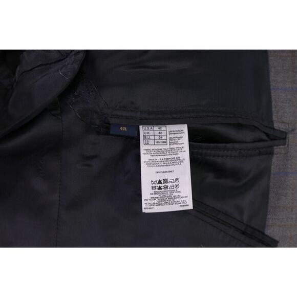 Brooks Brothers Fitzgerald Gray Blue Windowpane Saxxon Wool 2-Btn Sportcoat 42L - Picture 8 of 10